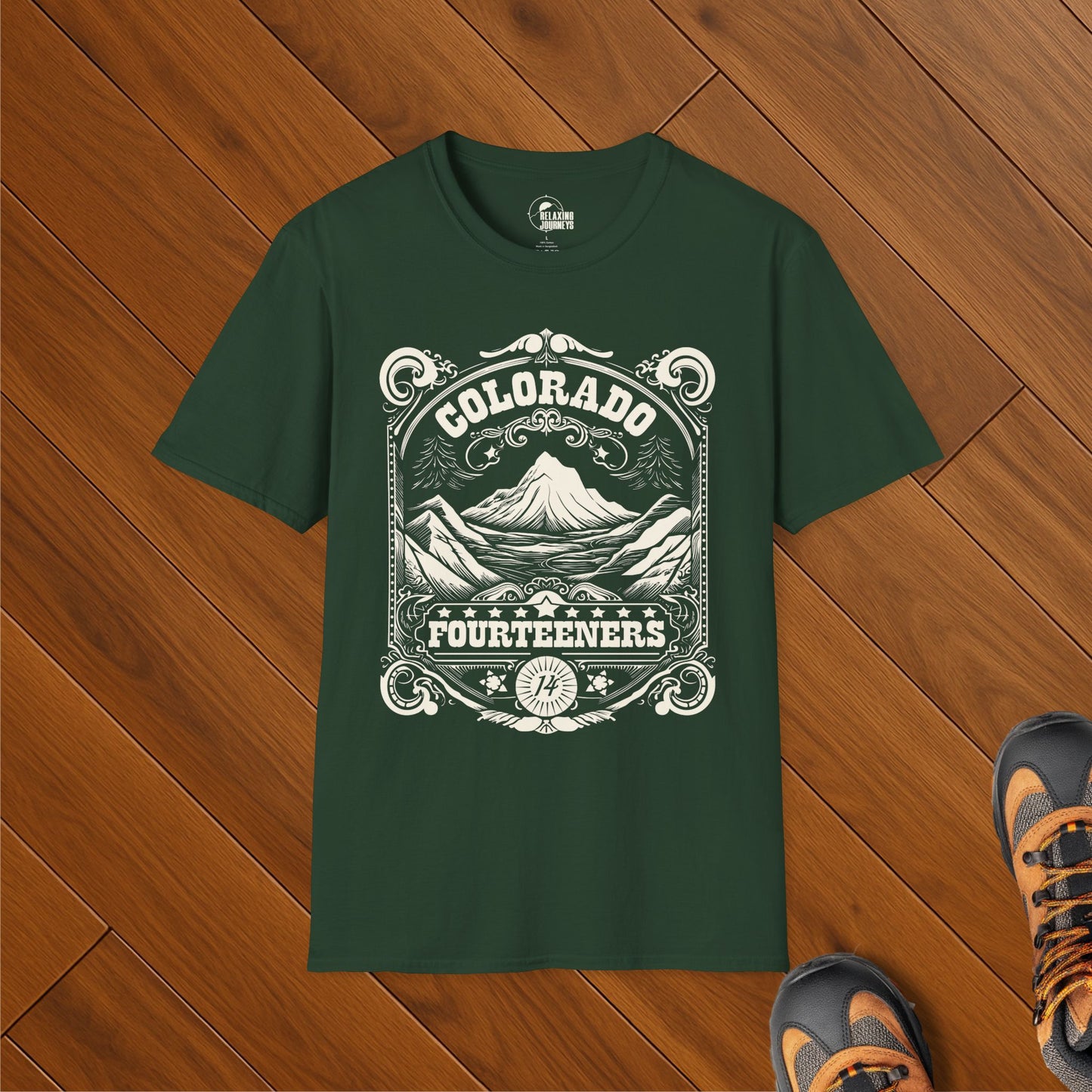 Colorado Fourteener Ornate Label T-Shirt