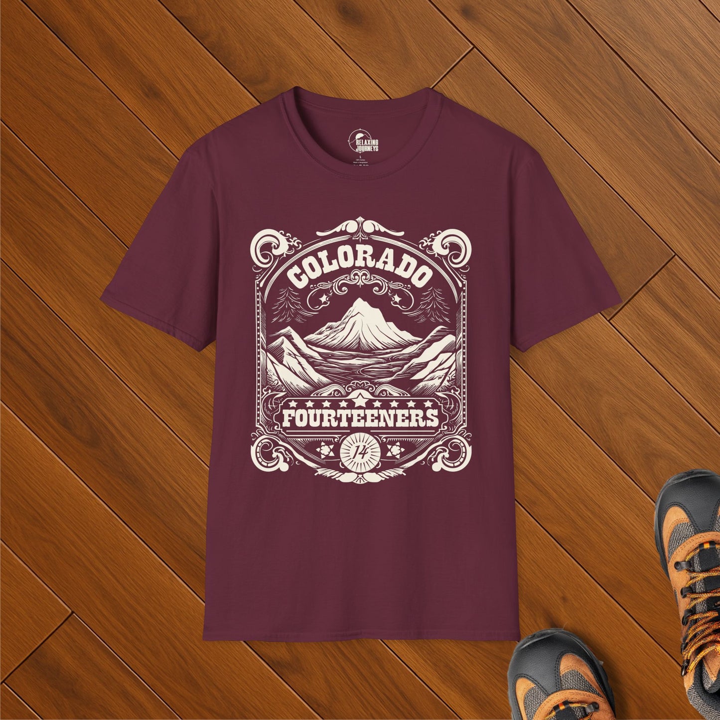 Colorado Fourteener Ornate Label T-Shirt