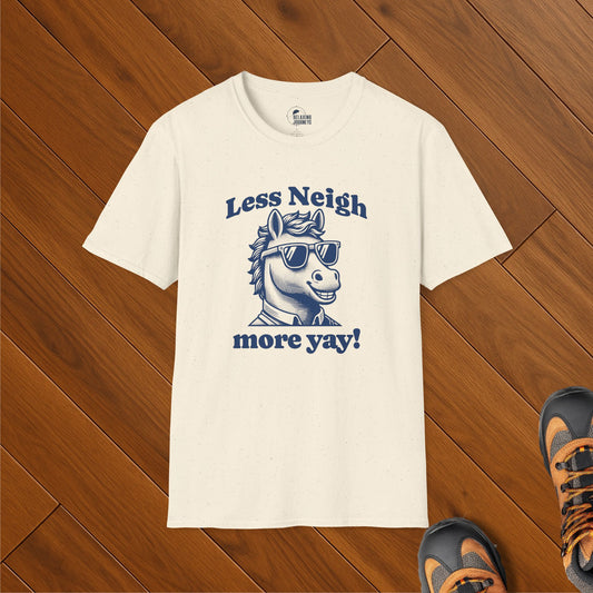 Less Neigh More Yay! Retro Cartoon boy horse Graphic T-Shirt