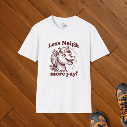 Less Neigh More Yay! Retro Cartoon girl horse Graphic T-Shirt