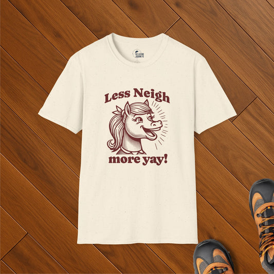 Less Neigh More Yay! Retro Cartoon girl horse Graphic T-Shirt