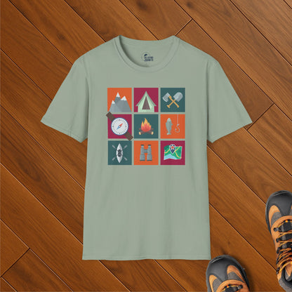 3 x 3 Camping Icon T-Shirt