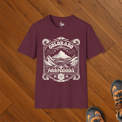 Colorado Fourteener Ornate Label T-Shirt