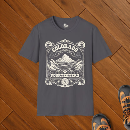 Colorado Fourteener Ornate Label T-Shirt